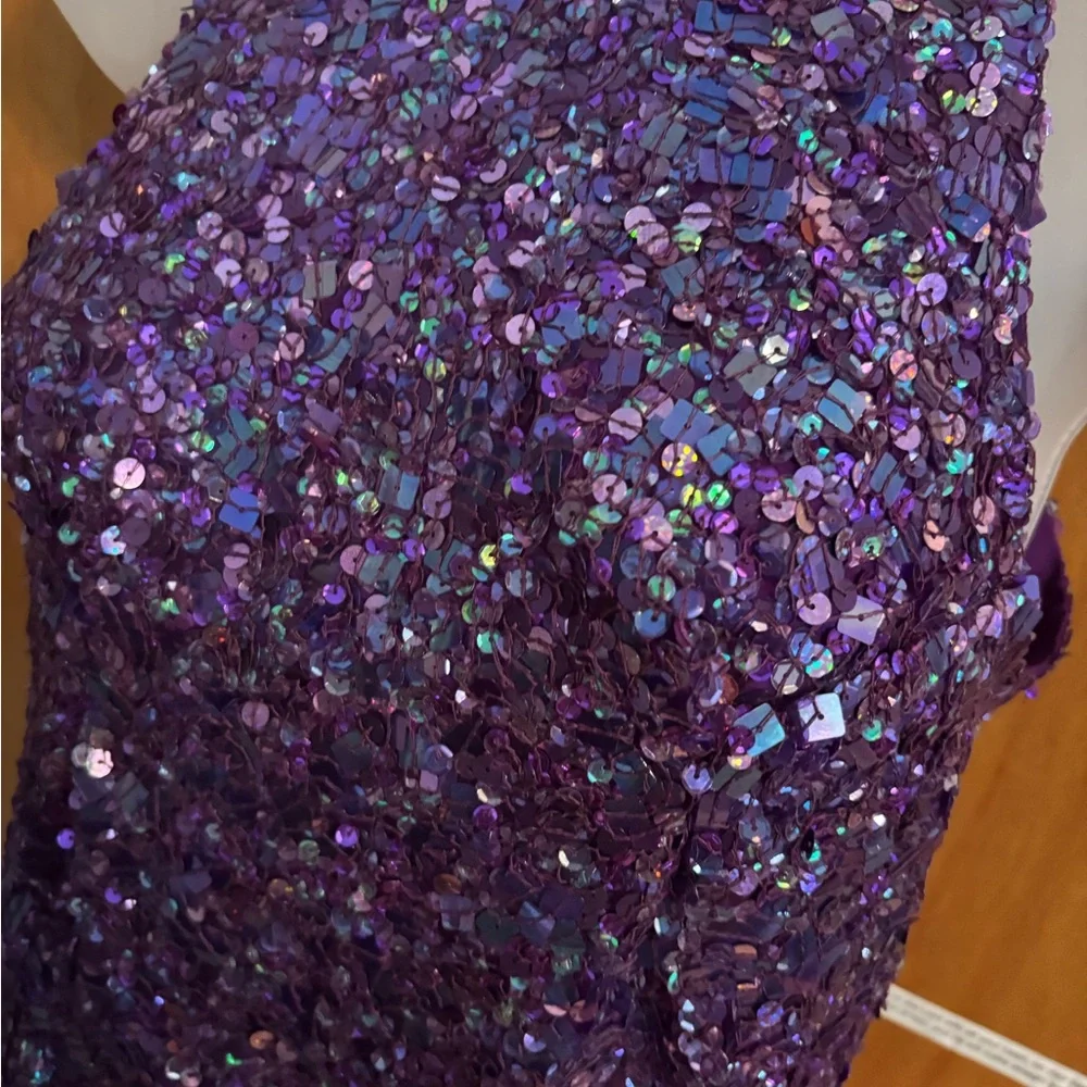 Laurence Kazar Purple Sequin Halter Blouse - Picture 2 of 4